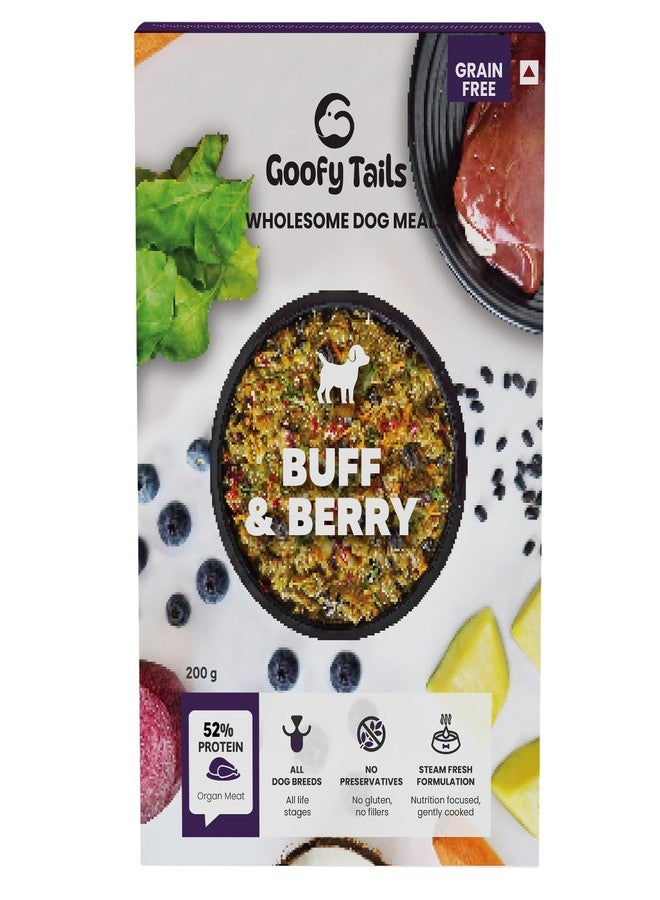 Goofy Tails Buff & Berry Wet Dog Food 200g (200g X 1 Pack), Preservative Free, Gluten & Grain Free, Human Grade, Non Vegetarian Gravy for Dogs, Taste Booster and Food Topper - Image 1